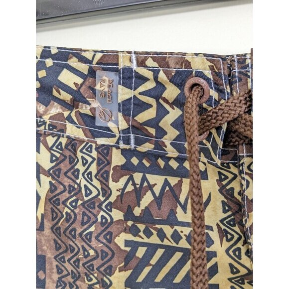 Beach Rays Surf Board Shorts Mens 30 Swim Trunks Hawaiian Tribal Print Brown - Picture 3 of 5
